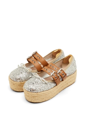 Miu Miu Pre-Owned platform espadrille ballet flats - Silver