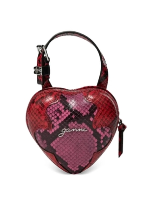 GANNI Nano Heart snake-effect clutch bag - Red