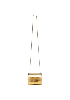 Alberta Ferretti metallic-effect logo-detail clutch bag - Gold