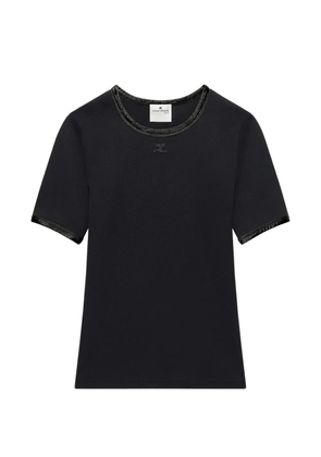 Courrèges vinyl-trim logo-patch T-shirt - Black
