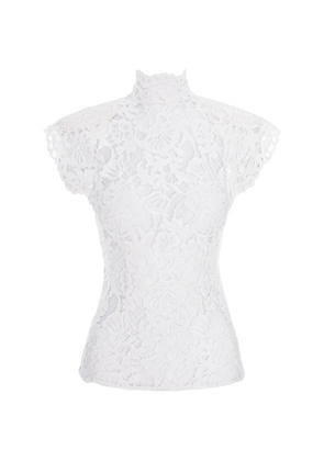 MANURÍ Amalie lace-overlay high-neck top - White