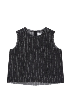 TOMBOY wave-stitch frayed top - Black