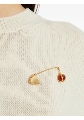 Jil Sander stone-pendant safety-pin brooch - Gold
