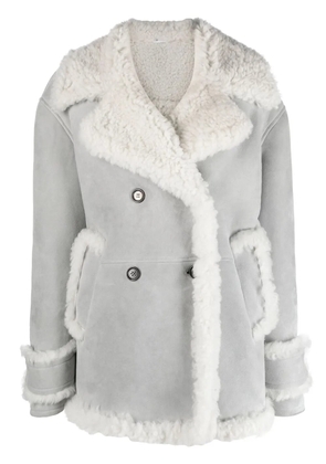 Thom Browne double-breasted shearling peacoat - Grey