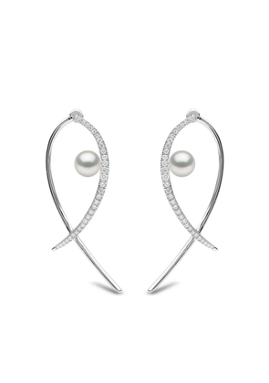 Yoko London 18kt white gold Sleek Akoya pearl and diamond earrings - Silver