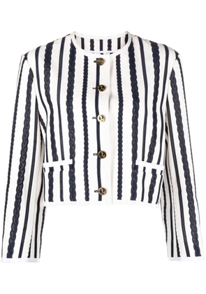 Thom Browne broderie anglaise-detail cropped jacket - Neutrals