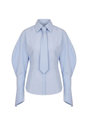 BALOSSA puff-sleeve darted shirt - Blue