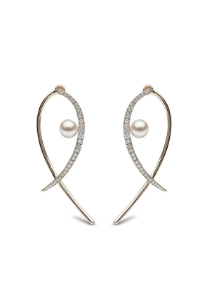 Yoko London 18kt yellow gold Sleek Akoya pearl and diamond earrings