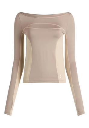 On panelled long-sleeve T-shirt - Neutrals