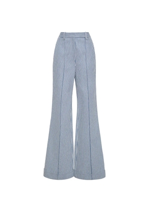 Adam Lippes Deeda striped cotton trousers - Blue