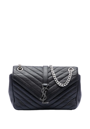 Saint Laurent Pre-Owned 2015 Medium Chevron Sheepskin Monogram College Punk shoulder bag - Black