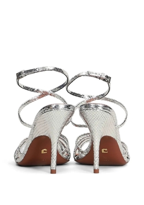 Lola Cruz Raquelle snakeskin-effect strappy sandals - Silver