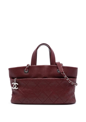 CHANEL Pre-Owned 2014-2015 Quilted Caviar Shopping Tote satchel - Red