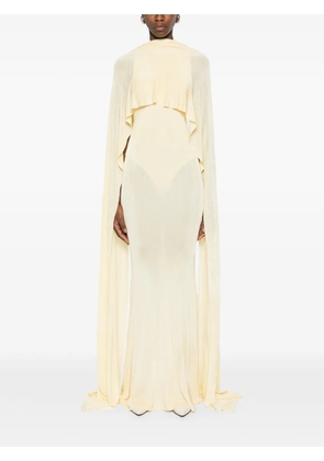 Self-Portrait cape-detail racer-back maxi dress - Yellow