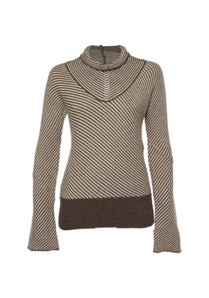 JOSEPH striped high-neck wool jumper - Brown