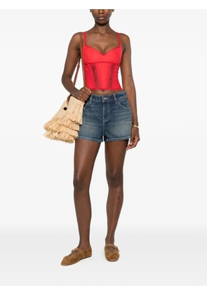 Charo Ruiz Ibiza Poppy scalloped-trim lace-insert top - Red