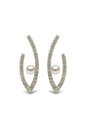 Yoko London 18kt yellow gold Sleek Akoya pearl and diamond earrings