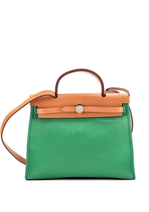Hermès Pre-Owned Herbag Zip Leather and Toile 31 shoulder bag - Green