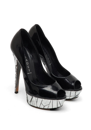 Casadei Vintage patent leather peep-toe pumps - Black