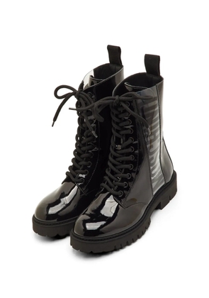 Moschino Pre-Owned logo-insert lace-up boots - Black
