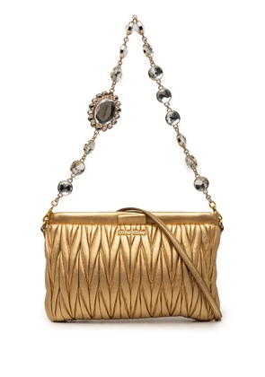 Miu Miu Pre-Owned 2010-2026 Matelasse Metallic Nappa Frame Crystal Chain satchel - Gold