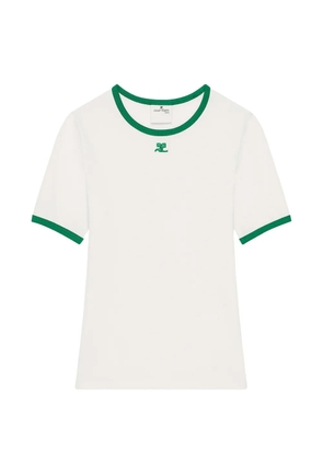 Courrèges logo-embroidered contrast-trim T-shirt - White