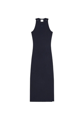 Courrèges buckle-detail ribbed-knit midi dress - Blue