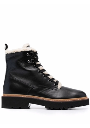 Hogan faux-shearling lace-up combat boots - Black
