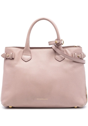 Burberry Pre-Owned 2000-2017 Medium Leather and House Check Banner satchel - Pink
