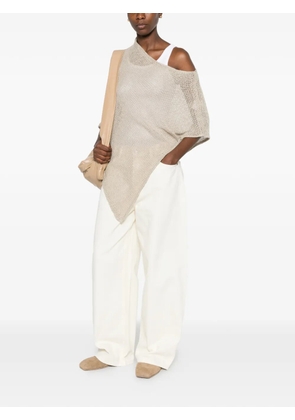 Enza Costa open-knit asymmetric poncho - Neutrals