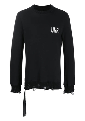 UNRAVEL PROJECT logo-print distressed sweatshirt - Black