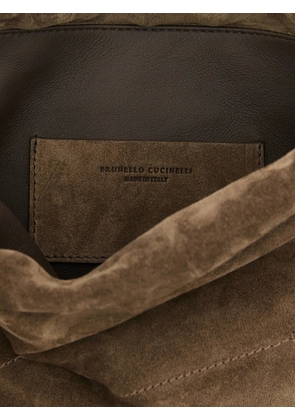 Brunello Cucinelli Duo Monile suede pouch - Brown