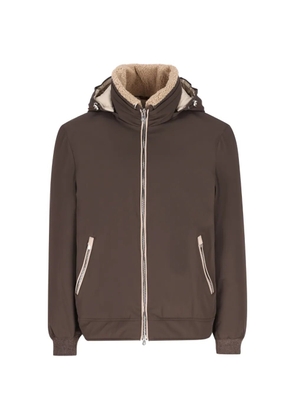 Brunello Cucinelli shearling-collar hooded jacket - Brown