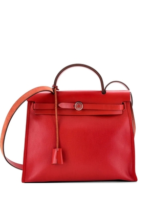 Hermès Pre-Owned Herbag Zip Berline Vache Canvas and Leather 31 shoulder bag - Red