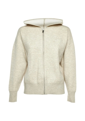 SANDRO embroidered-details zip-up hoodie - Grey