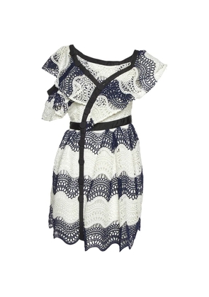 Self-Portrait lace-detail mini dress - Blue
