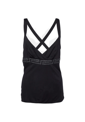 Versace Pre-Owned 2008 Greca crystal-embellished tank top - Black