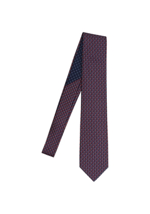 Ferragamo Gancini-print silk tie - Blue