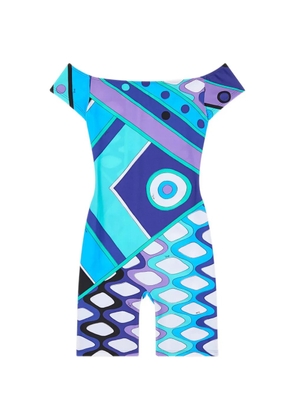 PUCCI Vivara Iride-print off-shoulder playsuit - Blue