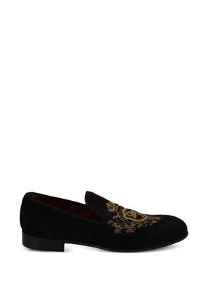 Dolce & Gabbana embroidered velvet loafers - Black