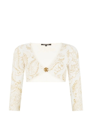 Roberto Cavalli paisley-print logo-plaque top - Neutrals