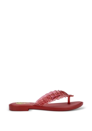 Melissa x Ganni ruffled flip flops - Red
