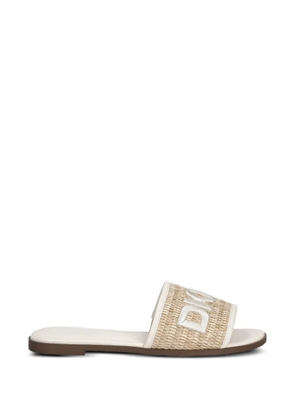 DKNY logo-embroidered woven sandals - Neutrals