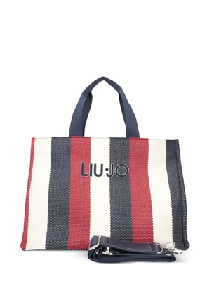 LIU JO striped logo-patch tote bag - Blue