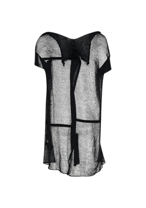 Yohji Yamamoto mesh-knit asymmetric-collar T-shirt - Black