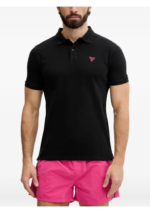 GUESS USA logo-patch piqué polo shirt - Black