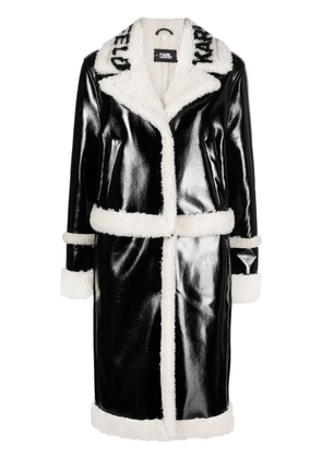Karl Lagerfeld faux-shearling single-breasted coat - Black