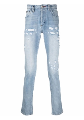 Philipp Plein Super Straight stonewash distressed jeans - Blue