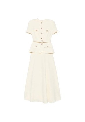 Self-Portrait belted-detail button-up maxi dress - Yellow