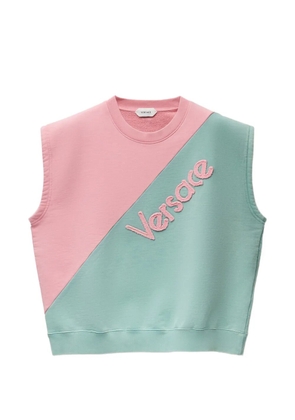 Versace embroidered cotton-jersey short-sleeved sweatshirt - Green